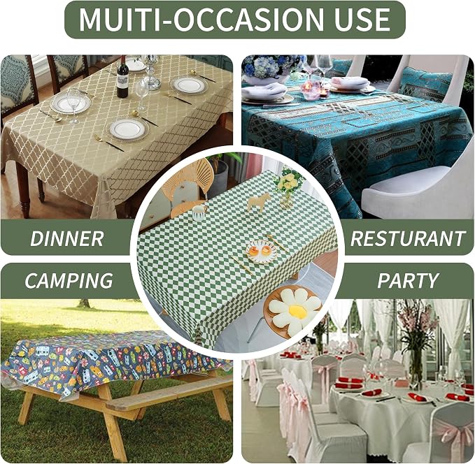 Square Table Cloth, 100% Waterproof Tablecloth Oil Proof Spill Proof Vinyl - Image 6
