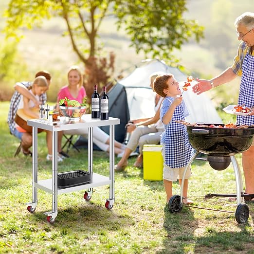 Mophorn 30x18x34 Inch Stainless Steel Work Table 3-Stage Adjustable Shelf - Image 9