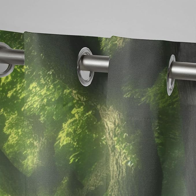 Forest Theme Outdoor Curtains for Patio Waterproof, Dawn Trees Jungle Pattern - Image 4