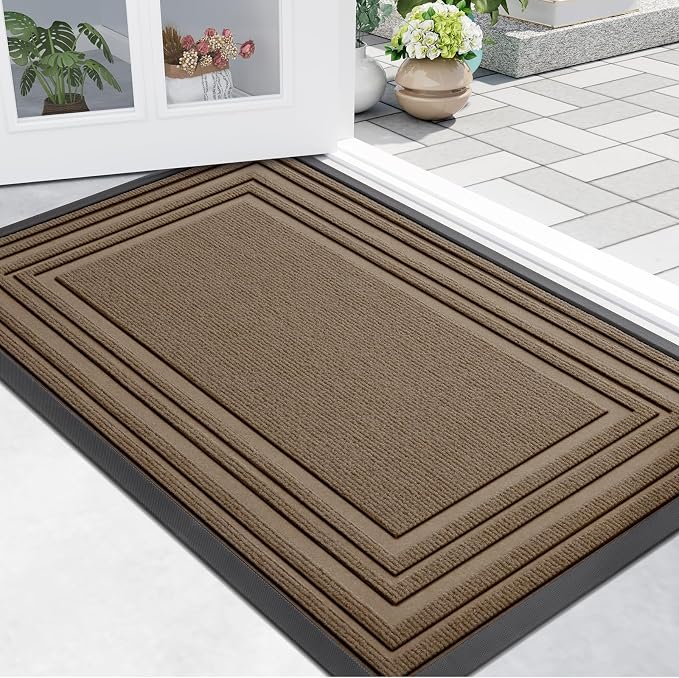 Buganda Front Door Mat Indoor Outdoor Entrance, Non-Slip Natural Rubber Doormats by Buganda