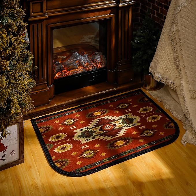 Demissle Cabin Fireplace Hearth Rug Fireplace Mats Cabin Southwestern Fireproof - Image 7