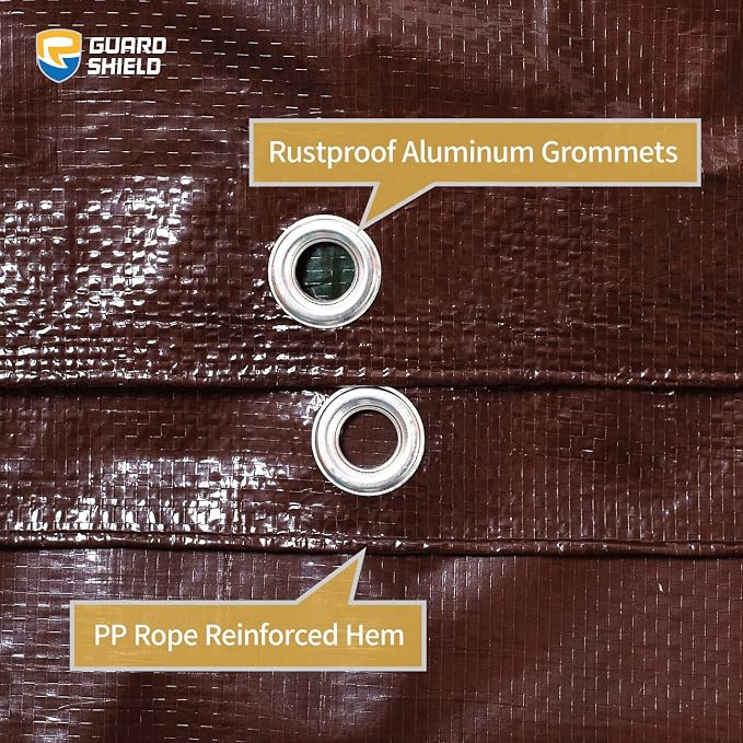 GUARD SHIELD Brown/Green Tarp 12x14 Feet Medium Duty Outdoor Waterproof Multi - Image 4