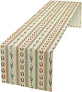 Western Table Runner, Vintage Farmhouse Country Cowboy Horseshoe Cactus Print by Unknown