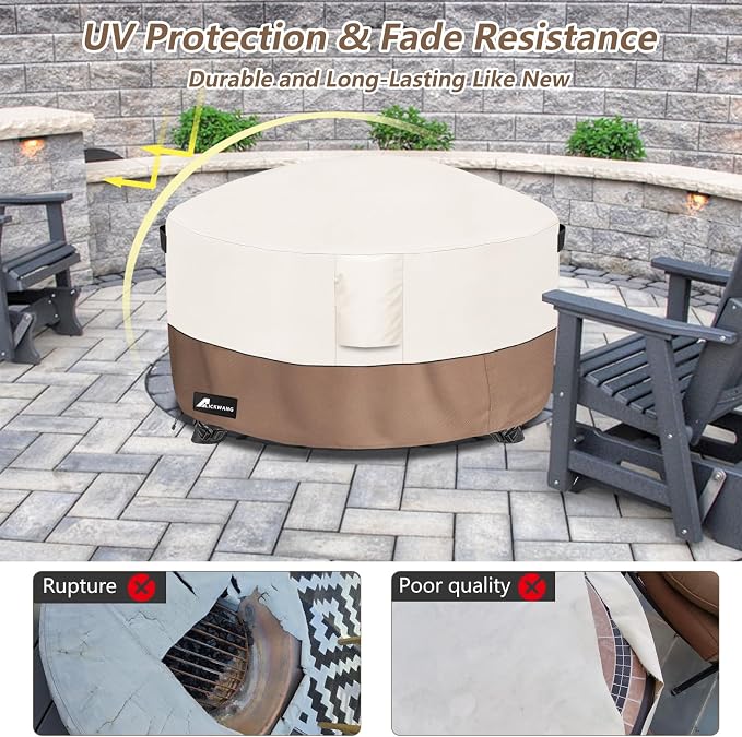 Fire Pit Cover Round 40 Inch Waterproof, Outdoor Heavy Duty Durable 600D - Image 5