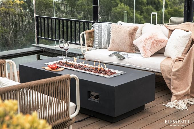 Elementi | Bundle Granville Gas Fire Pit Cast Concrete 60" Rectangular Fire - Image 8