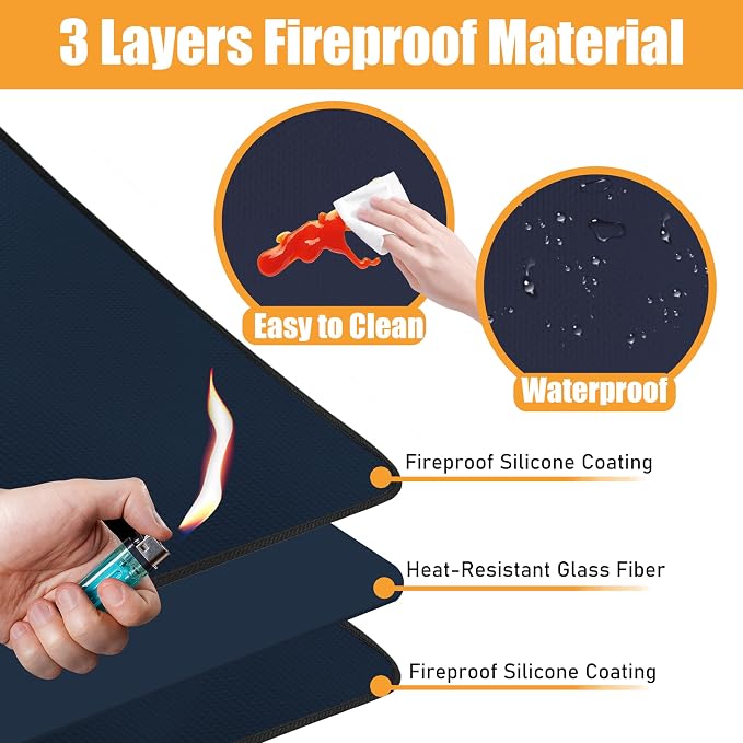 Heat Resistant Mats for Countertop and Grill Table, Fireproof Grill Mats for - Image 2