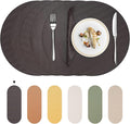 Round Faux Leather Placemats Set of 6 – 13 Inch Vinyl Mats, Heat Resistant by PROMATTOO