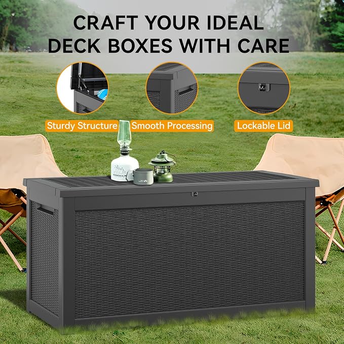 KAMABOKO 260 Gallon Outdoor Storage Box, Resin Deck Boxes Indoor and outdoor - Image 4