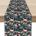 Tropical Flamingo Table Runner, Hawaii Seasonal Floral Spring Summer Green by Unknown