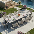 PURPLE LEAF 11 Pieces Patio Dining Set Aluminum Modern Oversize Rectangular by PURPLELEAF