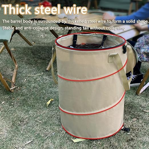 Pop up Camping Trash can with lid, Collapsible 24 Gallons Trash can with - Image 5