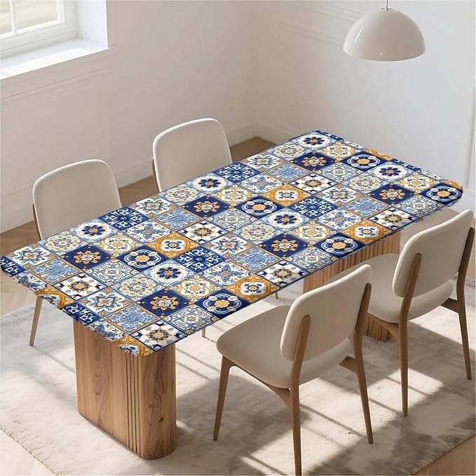 Rectangle Table Cloth Cover Waterproof Elastic Fitted Polyester Fitted - Image 6