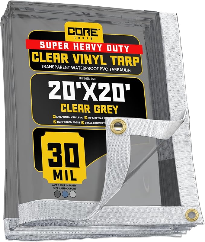 Core Tarps 30 Mil Extreme Heavy Duty Clear Tarp by CoreTarps