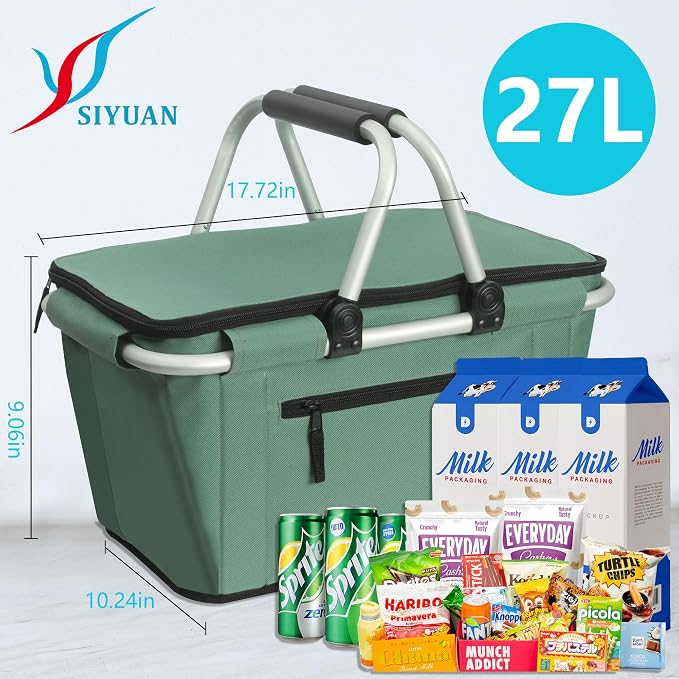 Picnic Basket, SIYUAN Collapsible Shopping Basket - Image 2