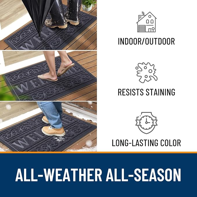 OLANLY Welcome Door Mat Indoor Outdoor Entrance, Heavy Duty Sturdy Front Door - Image 3
