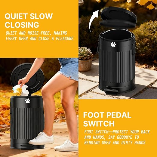 Dog Poop Trash Can Outside, 20L/5Gal Metal Outdoor Trash Can - Image 5