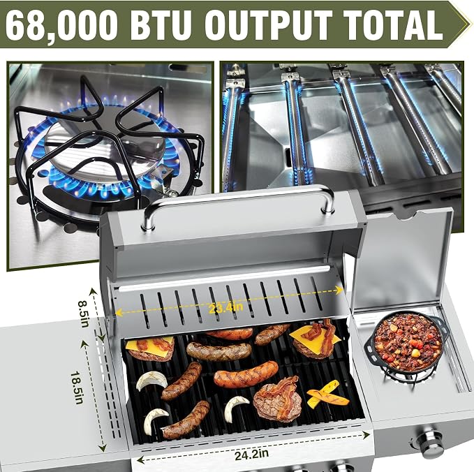 BESTFIRE 68, 000 BTU 5+1 Burner Propane Grill - Image 2