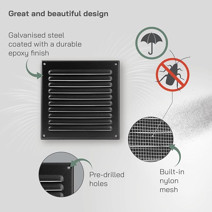 Vent Systems 8 x 8 Inch Black Metal Soffit Vent Cover - Image 3