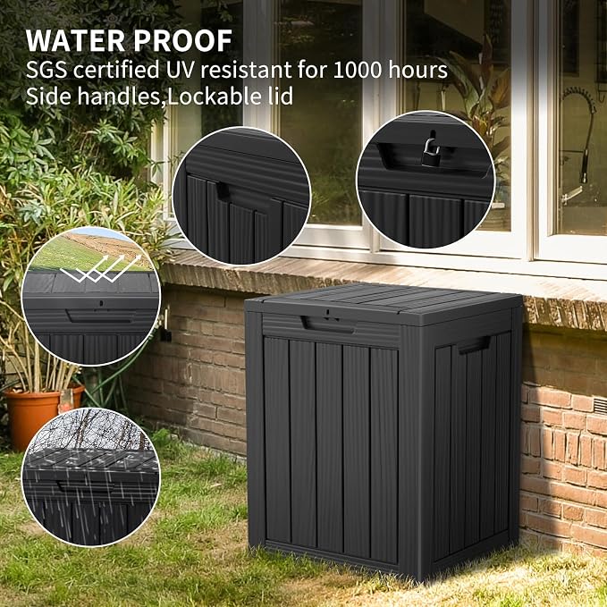28 Gallon Deck Box, Resin Outdoor Storage Box - Image 5