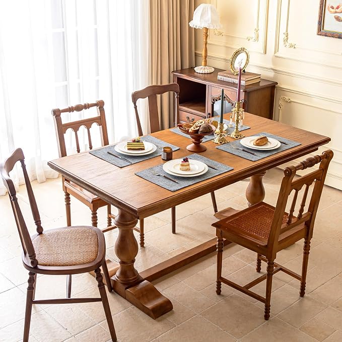 KXN Placemats Set of 4, Dual-Layer Thickened Faux Linen Table Mats, Heat - Image 2