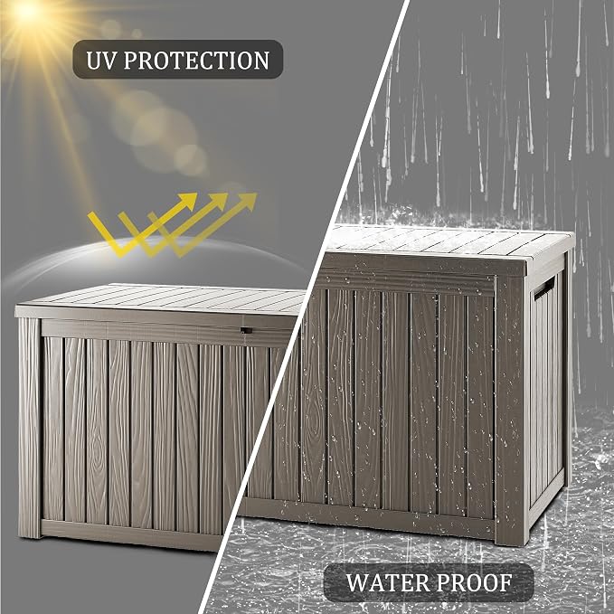 180 Gallon Resin Deck Box, Waterproof Outdoor Storage Box - Image 3