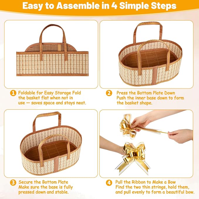Leevcok 2 Set Baskets for Gifts Empty, Large Bamboo Gift Basket - Image 4