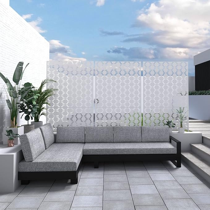 Metal Privacy Screen Outdoor 72" H×47" W, Freestanding Decorative Privacy Screen - Image 6
