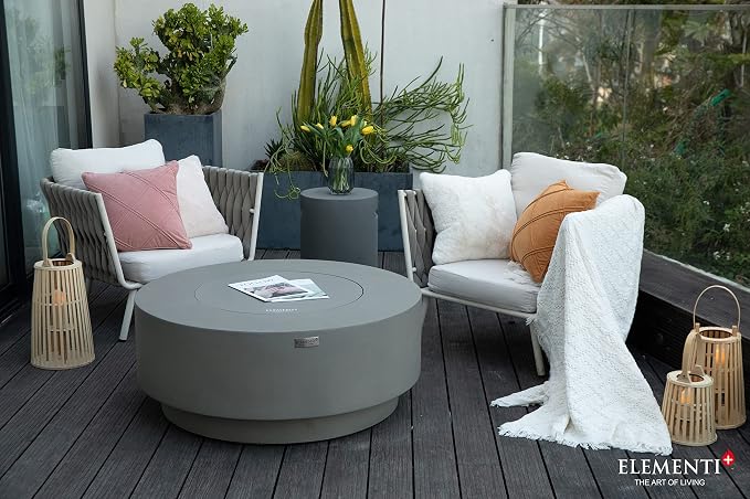 Elementi+ | Colosseo Gas Fire Pit Cast Concrete 40" Dia. Round Fire Table - Image 9