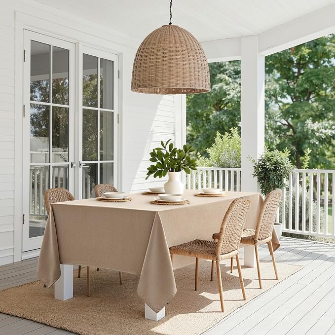 MIULEE Brown Linen Polyester Tablecloth 52x70 Inch Rectangle Table Cloth - Image 8