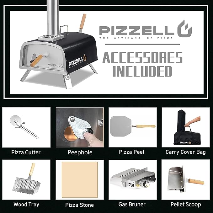 PIZZELLO 12" Outdoor Pizza Oven Propane and Wood Fired Pizza Maker Multi-Fuel - Image 7