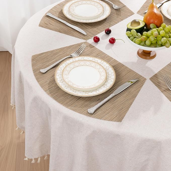 SHACOS Wedge Shape Placemats Set of 4 Woven Vinyl Round Table Placemat Curved - Image 5