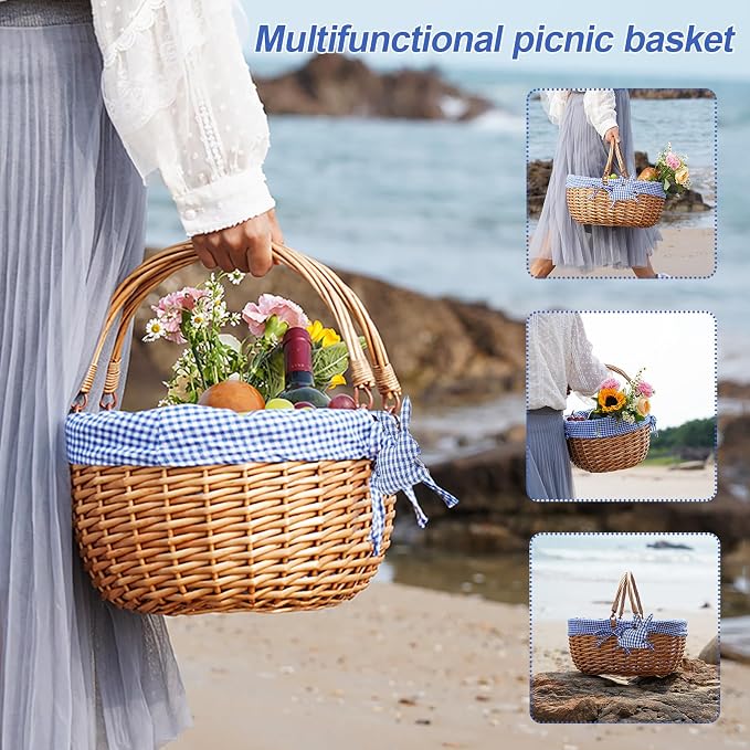 G GOOD GAIN Wicker Picnic Basket - Image 9