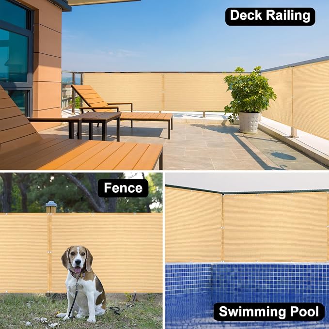 Eden's Decor Balcony Privacy Screen Beige 4'x 16' Cover Mesh Windscreen - Image 7