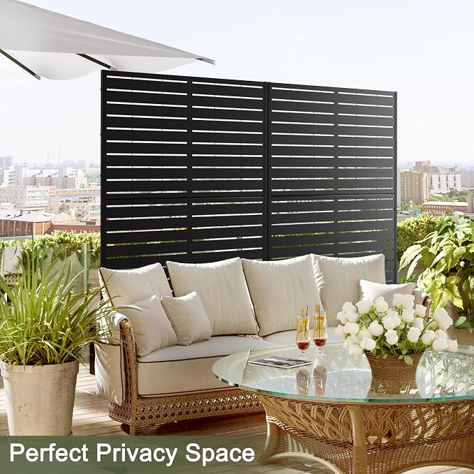 Metal Privacy Screen Outdoor 72" H×47" W, Freestanding Decorative Privacy Screen - Image 6
