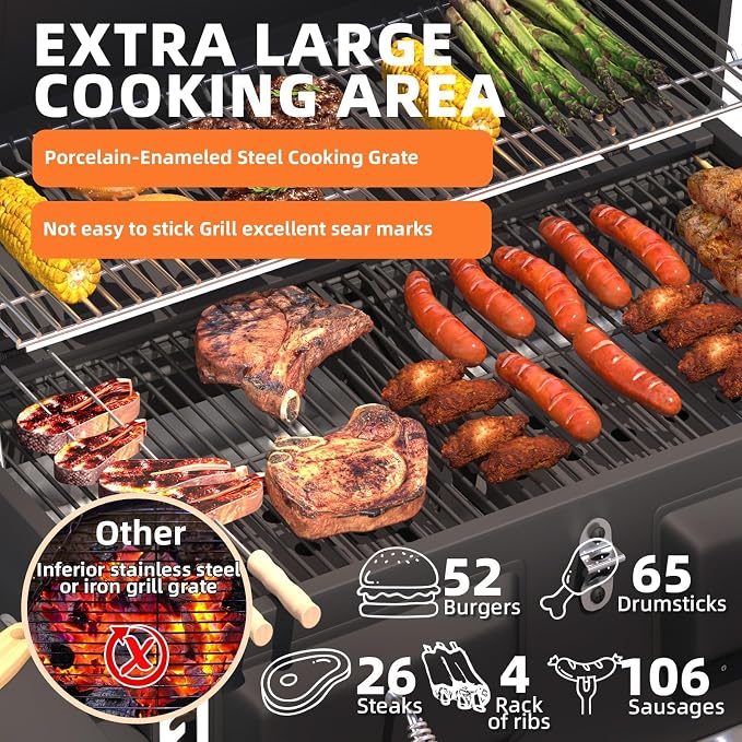 MELLCOM Charcoal Grills, 36 In Large BBQ Grill - Image 4
