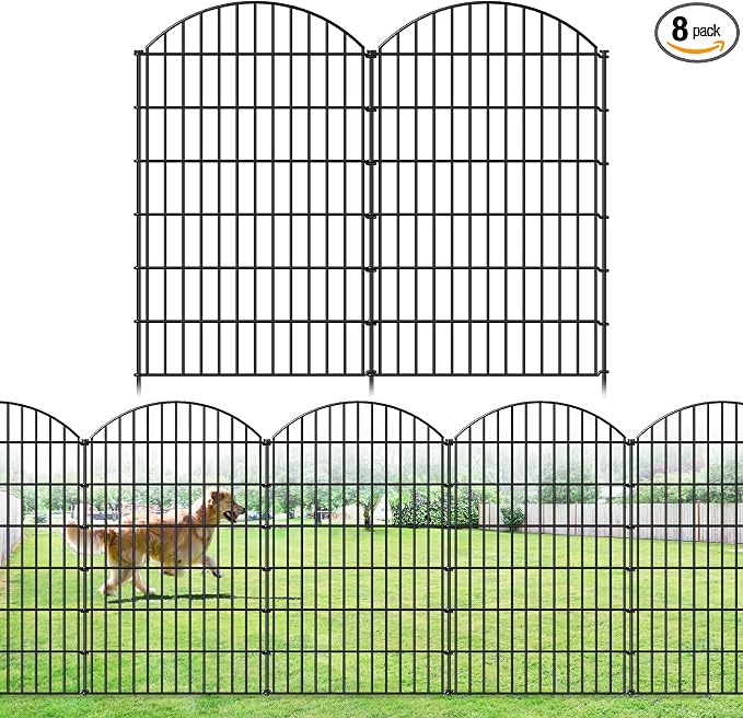 Metal Garden Fence 48in x 20.3ft, 8 Panels + 9 Stakes Dog Fence Border Fence by FOREHOGARGARDEN%EF%BC%86HOME