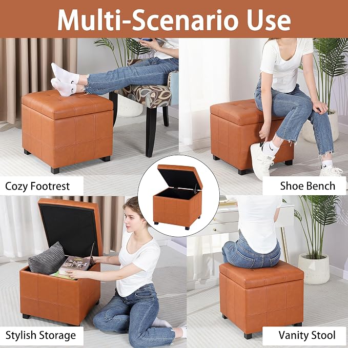 Homebeez Faux Leather Lift Top Storage Ottoman Bench - Image 5