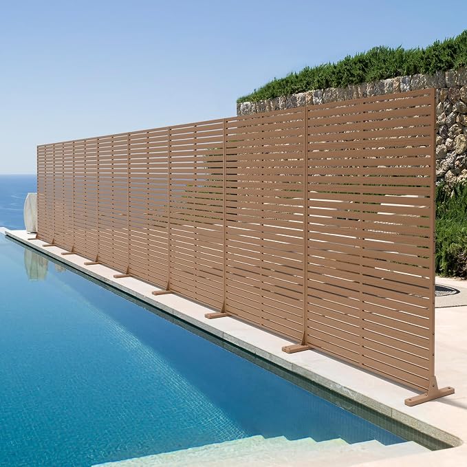 Privacy Fence Screen with Stand 6 Panel 72" H×47" W HDPE Decorative Panels with - Image 2