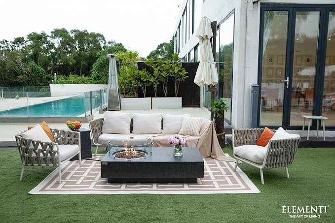 Elementi | Bundle Metropolis Gas Fire Pit Cast Concrete 56" Rectangular Fire - Image 3