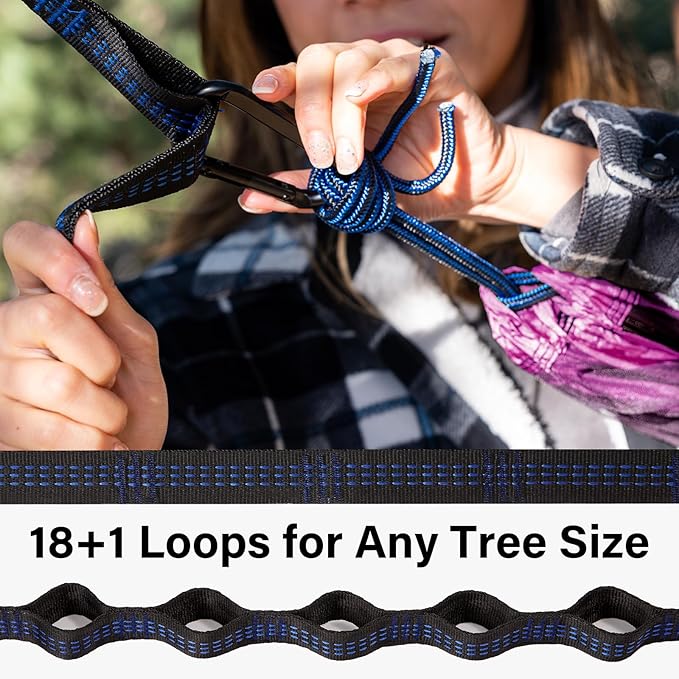 Double Camping Hammock, 500 lb Nylon with Tree Straps, Violet Pink