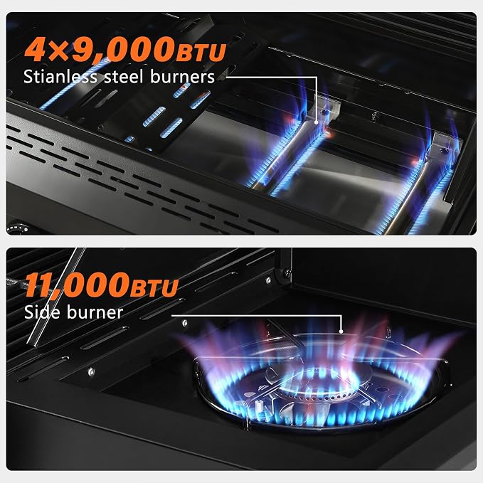 4+1 Burner Propane Gas Grill, 000 BTU Outdoor BBQ - Image 3
