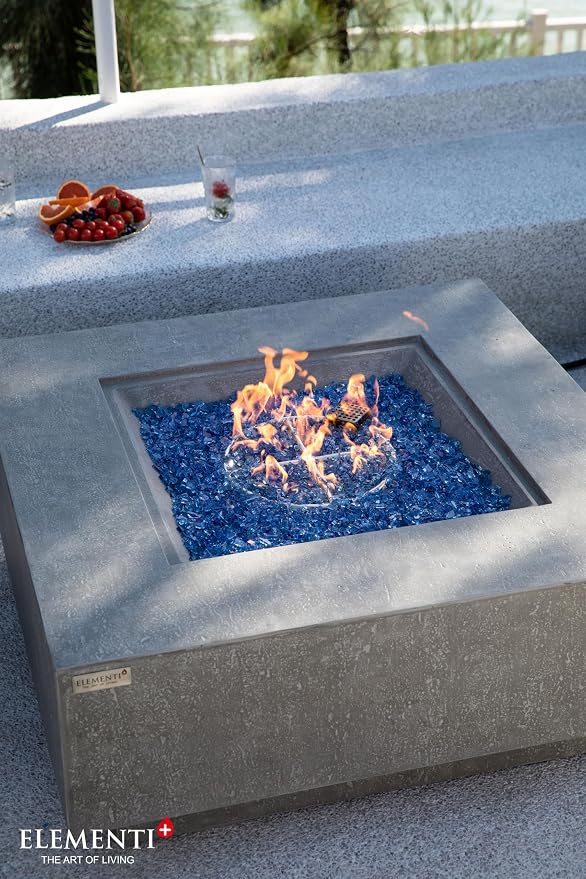 Elementi+ | Bundle Victoria Gas Fire Pit Cast Concrete 40" Square Fire Table - Image 7