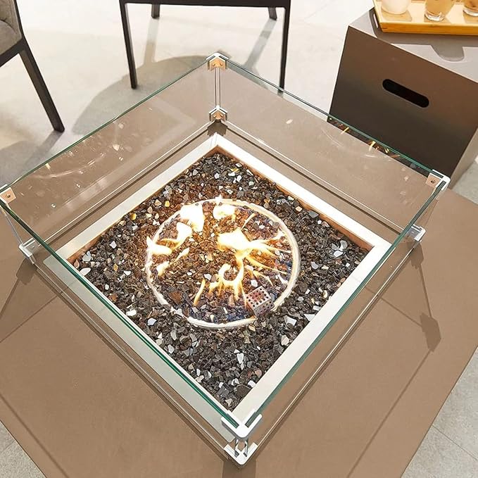 Fire Pit Wind Guard, 17.5 Square Fire Pit Glass Wind Guard Made of Clear - Image 5