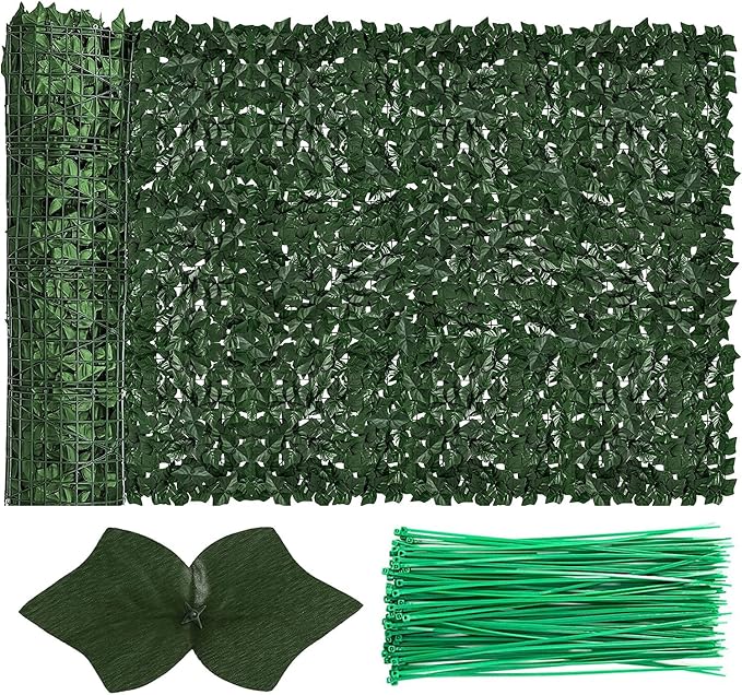 Faux Ivy Fence Privacy Screen Outdoor Expandable Artificial Greenery Roll Fake by Moeput