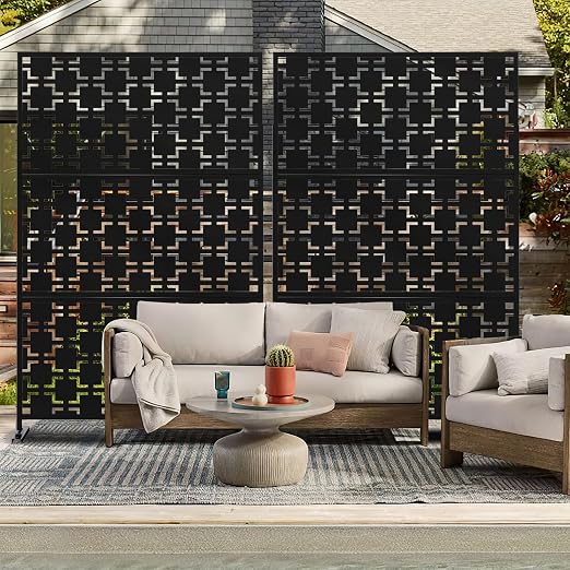 Casaphoria 72" H x 47" W Metal Outdoor Privacy Screen, Freestanding Decorative - Image 2