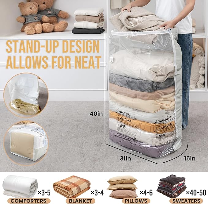 TAILI 6 Pack Vacuum Storage Bags, Jumbo Cube, Extra Large Vacuum Seal Bags - Image 2