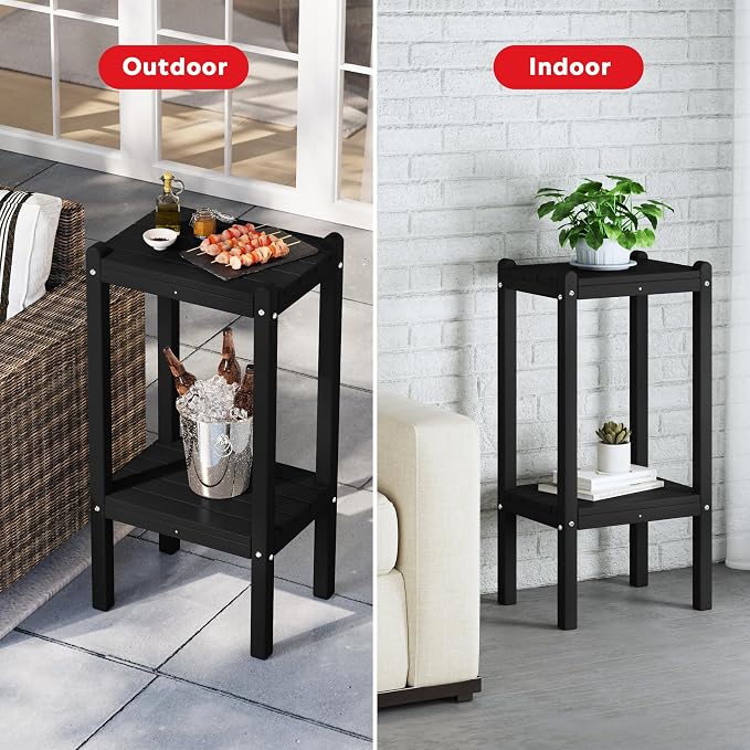Costaelm Outdoor Side Table, 2-Tier Small Patio Coffee Tables - Image 5