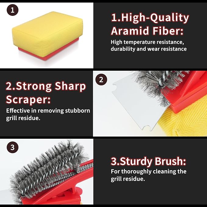 BBQ Grill Brush with Scraper-Removable BBQ Clearning Brush Head with Wire - Image 5