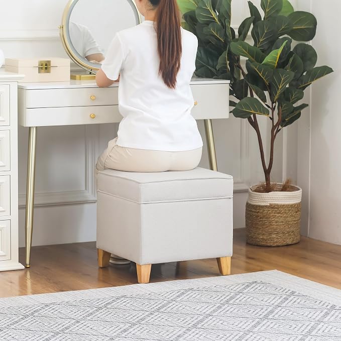 Adeco 17.5" Square Fabric Ottoman - Image 4