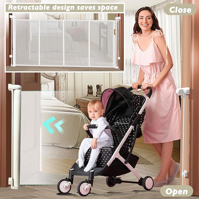 150" Extra Wide Retractable Baby Gates Dog Gate - Image 4